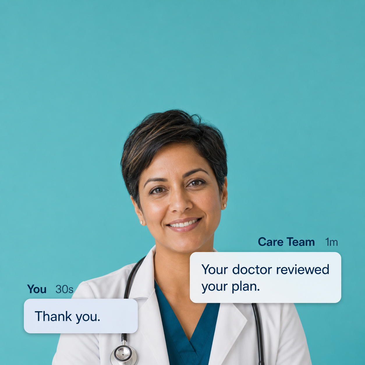 Doctor messaging patient about an updated prescription
