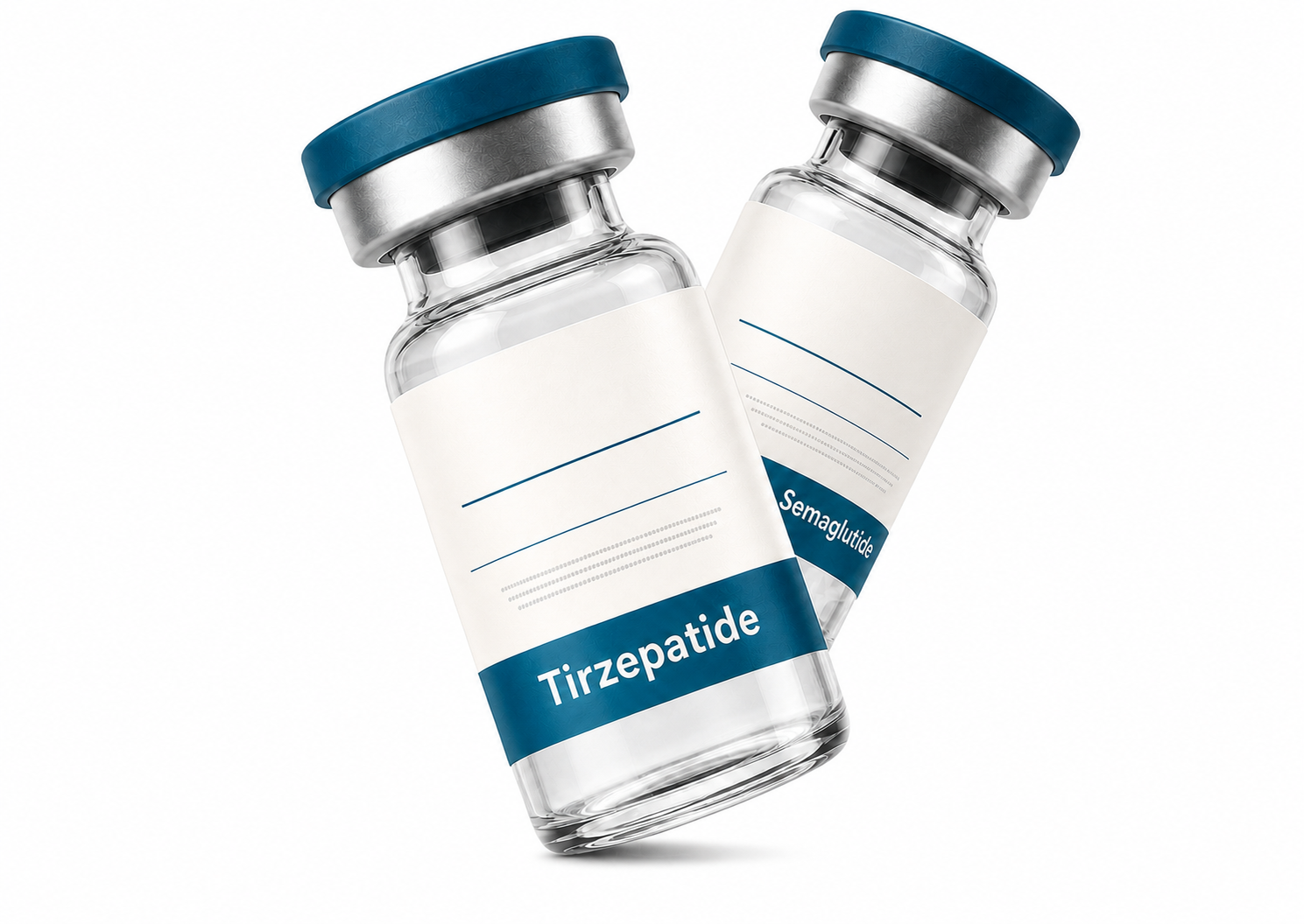 Tirzepatide and semaglutide medication vials