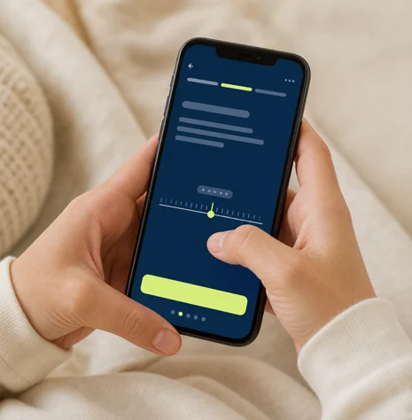 Phone showing a care check-in screen