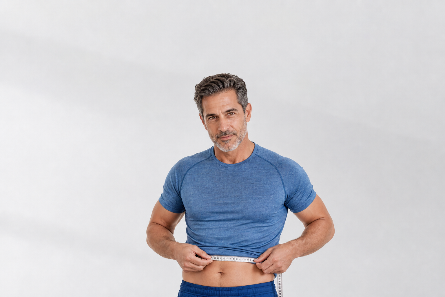 Person measuring their waist